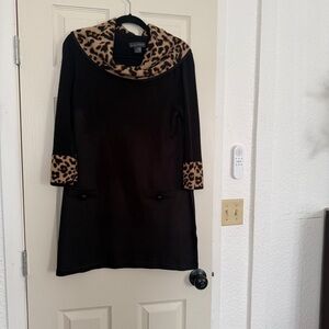 Jessica Howard Black Dress with Leopard Print Details